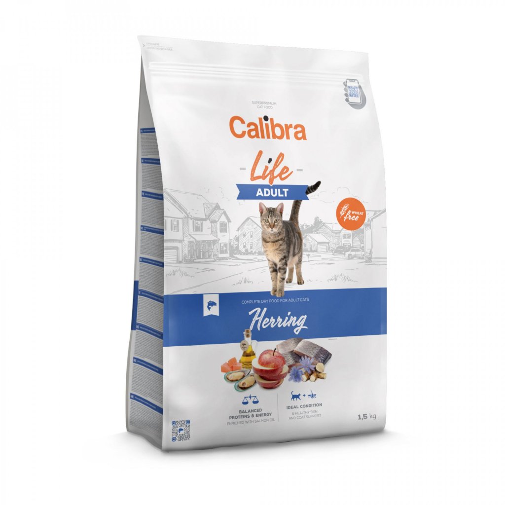 Calibra Life kibbles for adult cats, with herring, chicken Calibra